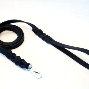 Svart Läderkoppel 100cm x 6mm Karbinhake