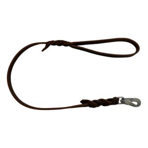Brunt Läderkoppel 60cm x 12mm | Karbinhake