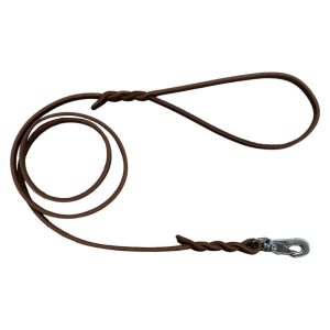 Brunt Läderkoppel 120cm x 6mm | Karbinhake