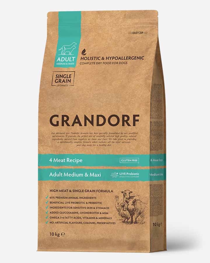 Grandorf Adult 4 Meat - Lamm Kalkon Anka och Vildsvin - 10kg - Bild 2