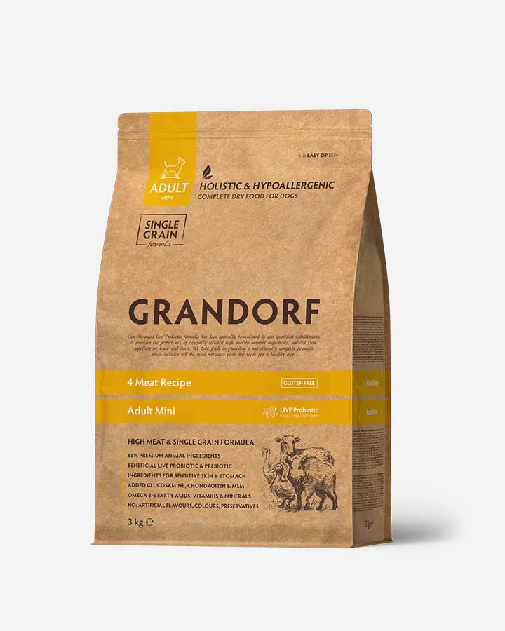 Grandorf Adult Mini 4 Meat - Lamm Kalkon Anka och Vildsvin - 3kg - Bild 2