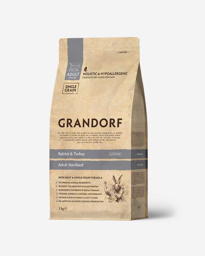 Grandorf Cat Adult Steriliserad - Kanin och Kalkon - 2kg - Bild 2